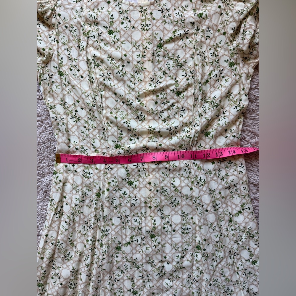 NWT Small Hill House Home The Dominque Dress in Basketweave Vine, Yellow - Picture 10 of 12